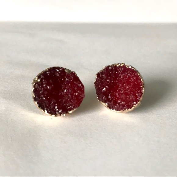 Indie Boho Druzy Blush Pink Crystal Quartz Earring - Picture 8 of 8